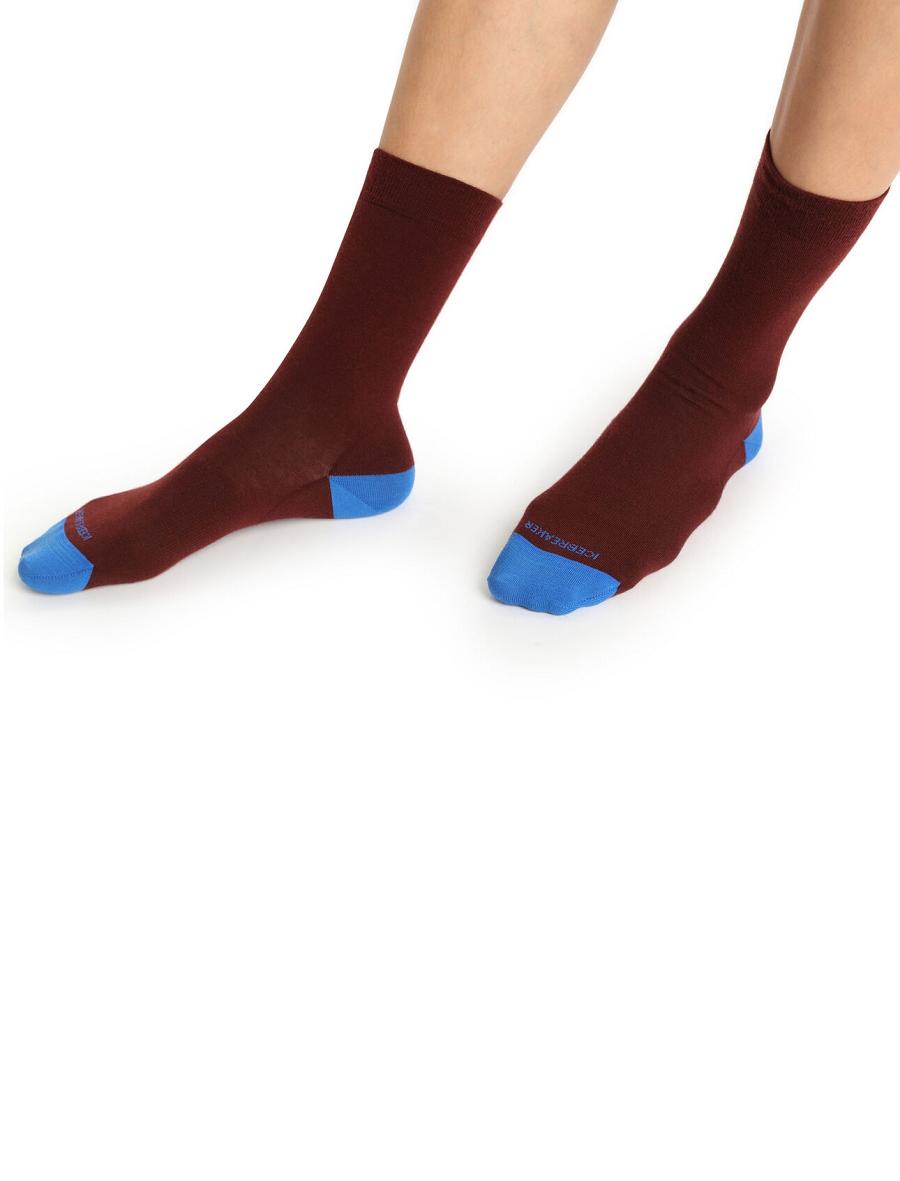 Chaussettes Icebreaker Merino Lifestyle Fine Gauge Crew Femme Rouge Bleu | FR 1434SGLO